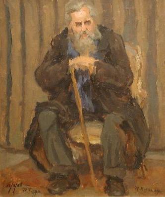 Rodolphe DUGUAY - Vieux personnage � la canne (1926)
