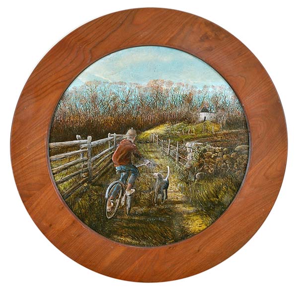 Sidney MENKES - Bicycle Rider and Dog