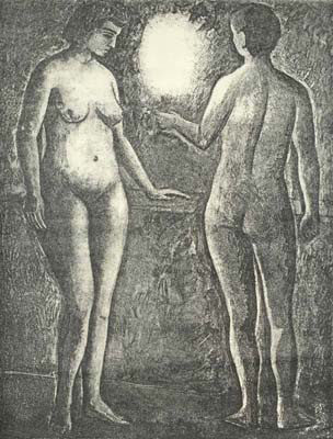 Solange LEGENDRE - Couple nu clair par une torche (1953)