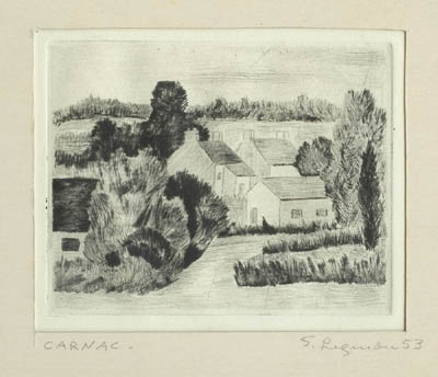 Solange LEGENDRE - Carnac- Paysage avec maisons (1953)