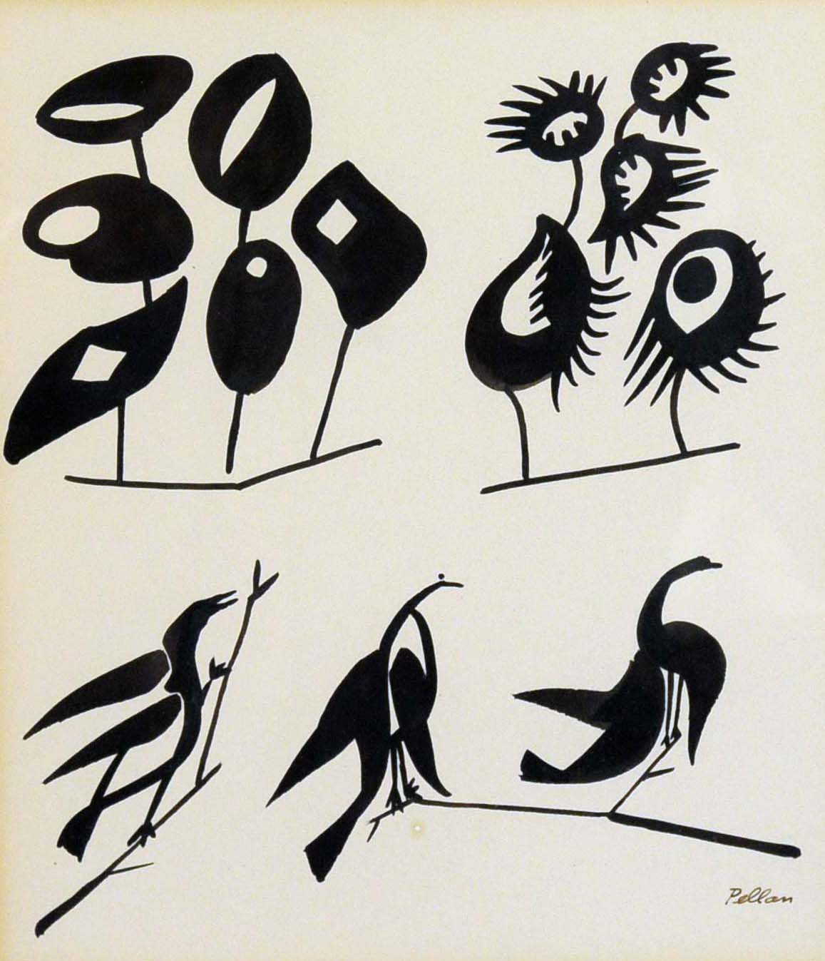 Les oiseaux aux bouquets (c. 1950) - Alfred Pellan